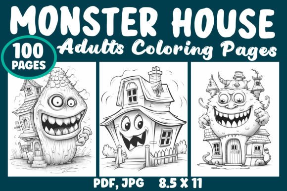 Download 100 Monster House Adults Coloring Pages - Coloring pages Collection