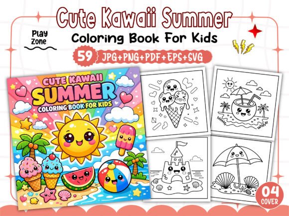 Download Kids - Cute Kawaii Summer Coloring Pages - Coloring pages Collection