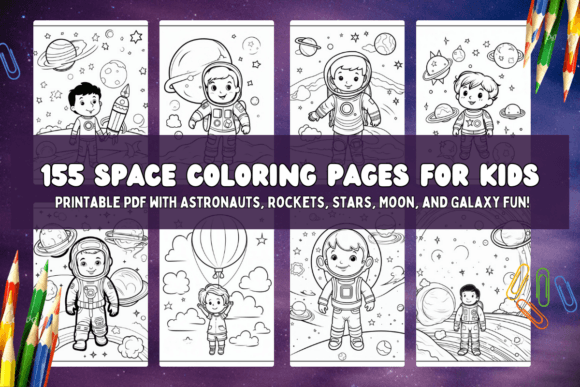Download 155 Space Coloring Pages for Kids KDP - Coloring pages Collection