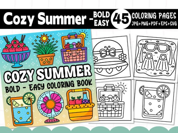 Download Bold &amp; Easy Cozy Summer Coloring Pages - Coloring pages Collection