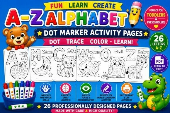 Download A–Z Alphabet Dot Marker Coloring Pages - Coloring pages Collection