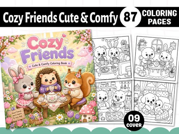 Download Cozy Friends Cute &amp; Comfy Coloring Pages - Coloring pages Collection