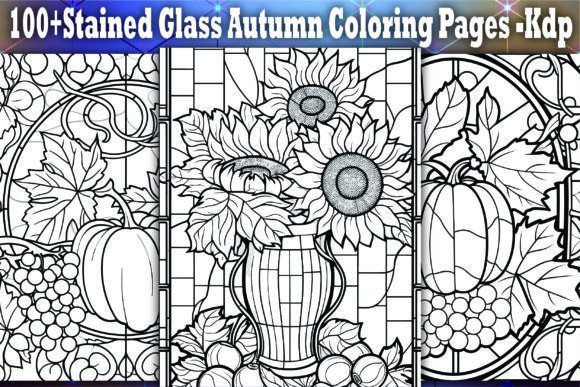Download Stained Glass Autumn Coloring Pages -Kdp - Coloring pages Collection