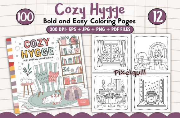 Download Cozy Hygge Bold and Easy Coloring Pages - Coloring pages Collection