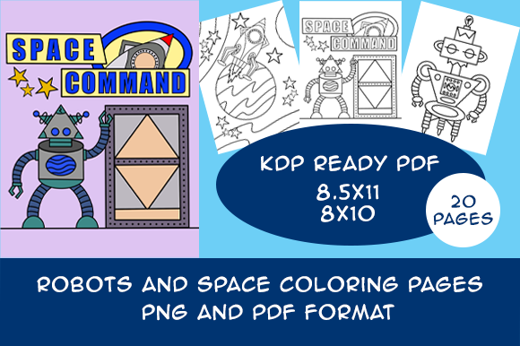 Download Robots N Space Coloring Pages KDP Ready - Coloring pages Collection