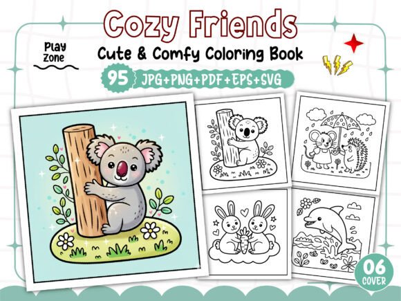 Download Cozy Friends Cute &amp; Comfy Coloring Pages - Coloring pages Collection