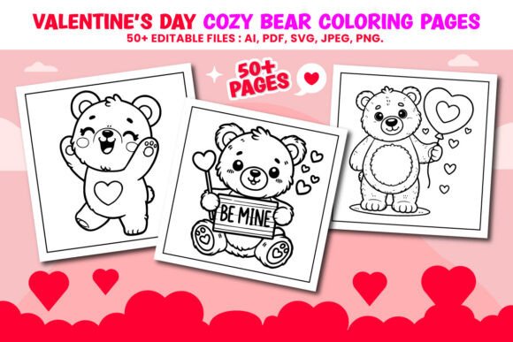 Download Valentine’s Day Cozy Bear Coloring Pages - Coloring pages Collection