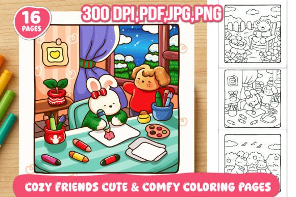 Download Cozy Friends Cute &amp; Comfy Coloring Pages - Coloring pages Collection