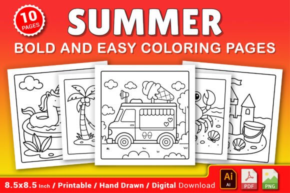Download Summer Bold and Easy Coloring Pages - Coloring pages Collection