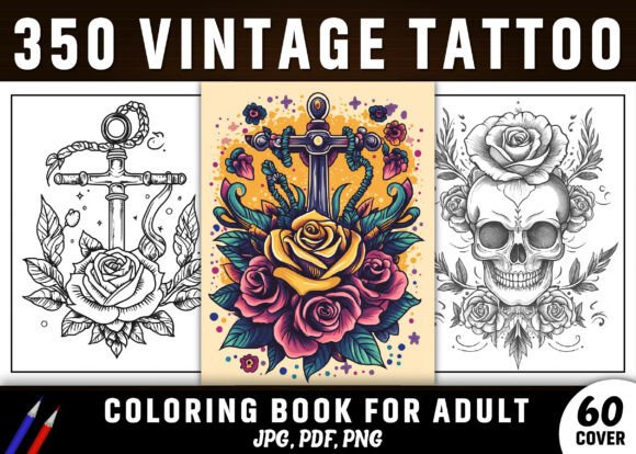 Download 350+ Vintage Tattoo Coloring Pages - KDP - Coloring pages Collection