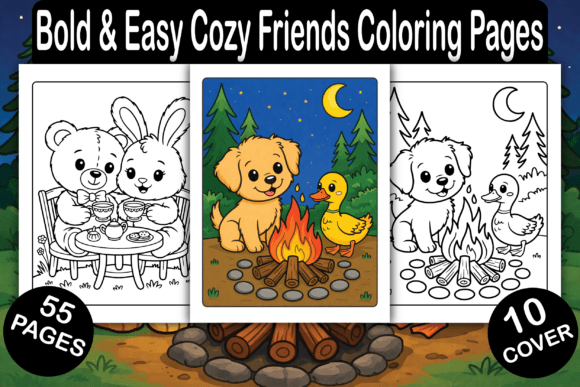 Download Bold &amp; Easy Cozy Friends Coloring Pages - Coloring pages Collection