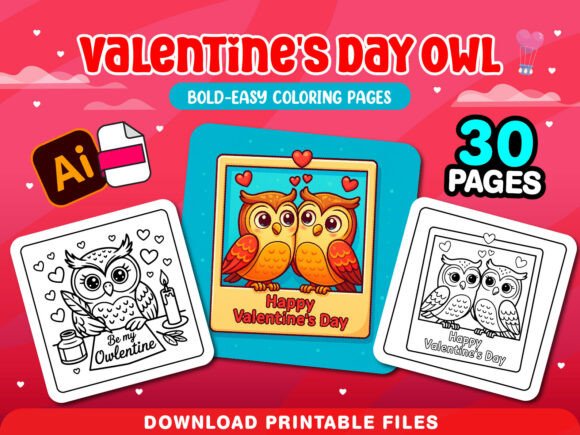 Download Cozy Owl Valentine's Day Coloring Pages - Coloring pages Collection