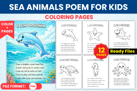 Download Sea Animals Poem Coloring Pages for Kids - Coloring pages Collection