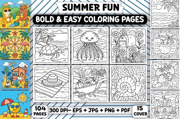 Download Summer Fun: Bold and Easy Coloring Pages - Coloring pages Collection