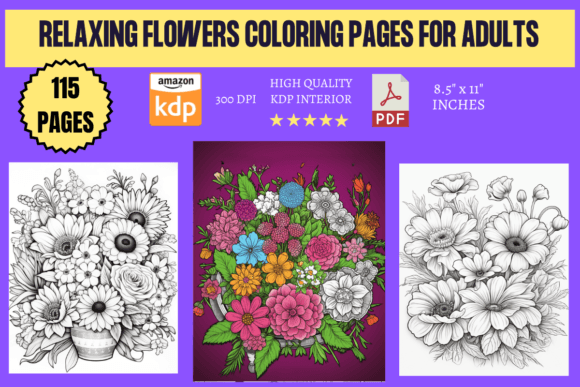 Download Relaxing Flowers Coloring Pages for Adul - Coloring pages Collection