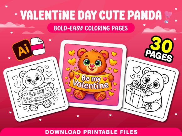 Download Valentine Day Cute Panda Coloring Pages - Coloring pages Collection