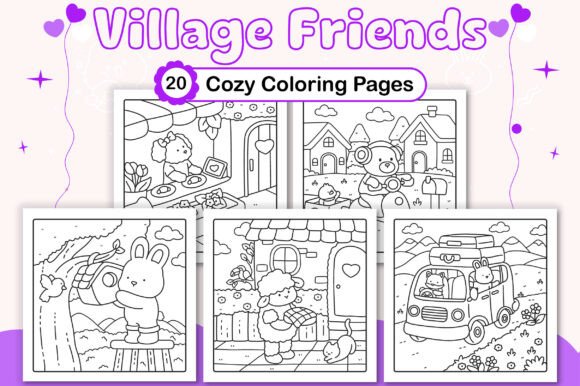 Download Village Friends Cozy Coloring Pages - Coloring pages Collection