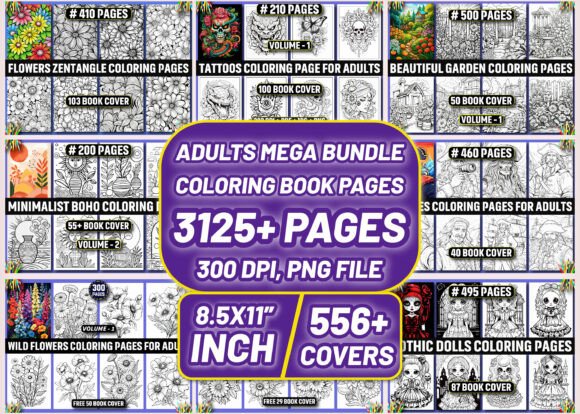 Download 3125 Adults Mega Coloring Pages Bundle - Coloring pages Collection