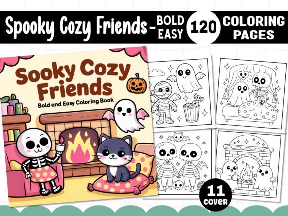 Download Spooky Cozy Friends Coloring Pages - KDP - Coloring pages Collection
