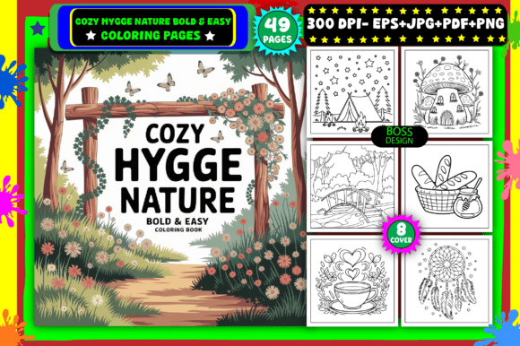 Download Cozy Hygge Nature Easy Coloring Pages - Coloring pages Collection