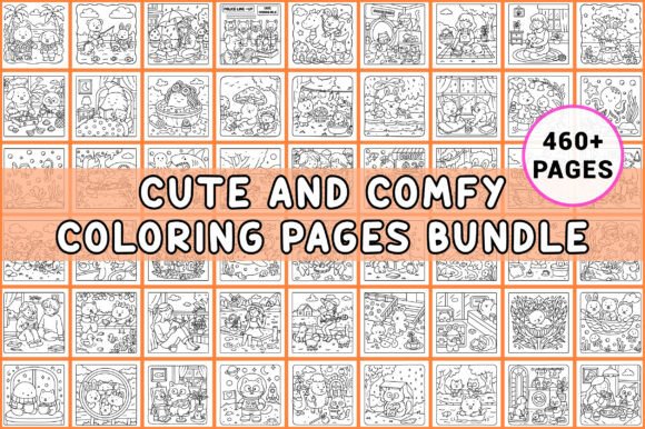 Download Cute and Comfy Coloring Pages Bundle - Coloring pages Collection
