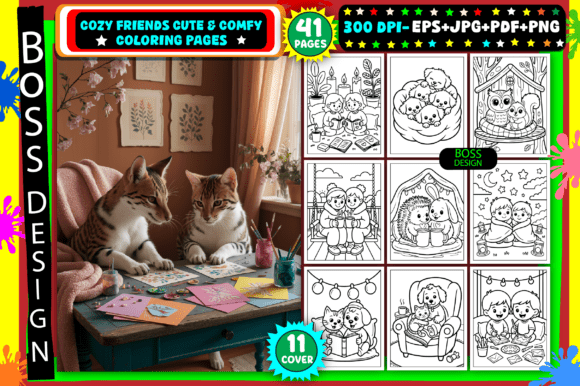 Download Cozy Friends Cute &amp; Comfy Coloring Pages - Coloring pages Collection