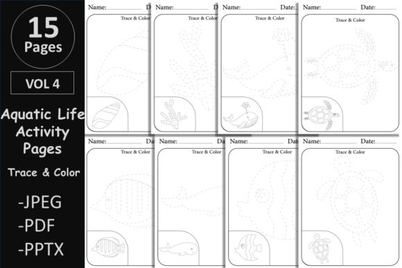 Download Tracing &amp; Coloring Pages Aquatic Animals - Coloring pages Collection