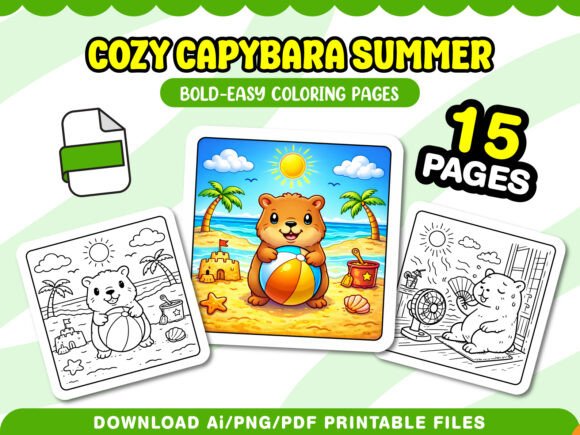 Download Cozy Capybara Summer Coloring Pages - Coloring pages Collection