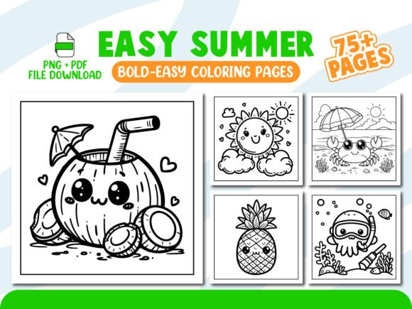 Download Easy Summer Bold Coloring Pages for Kids - Coloring pages Collection